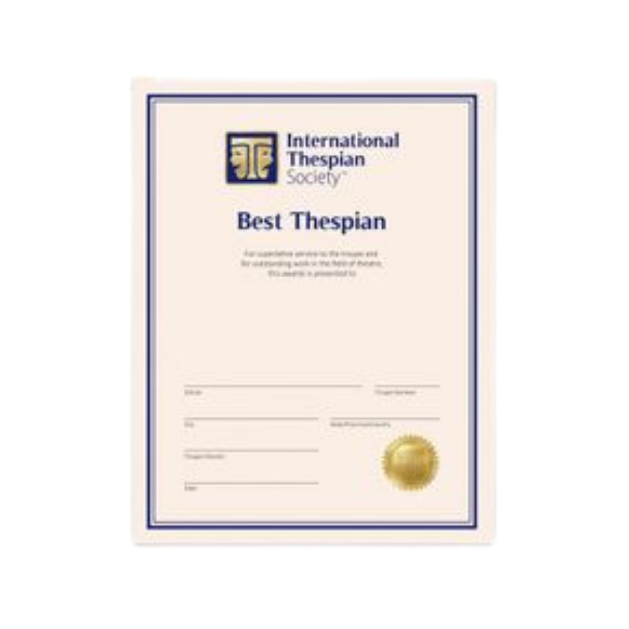 Best Thespian Certificate PK5