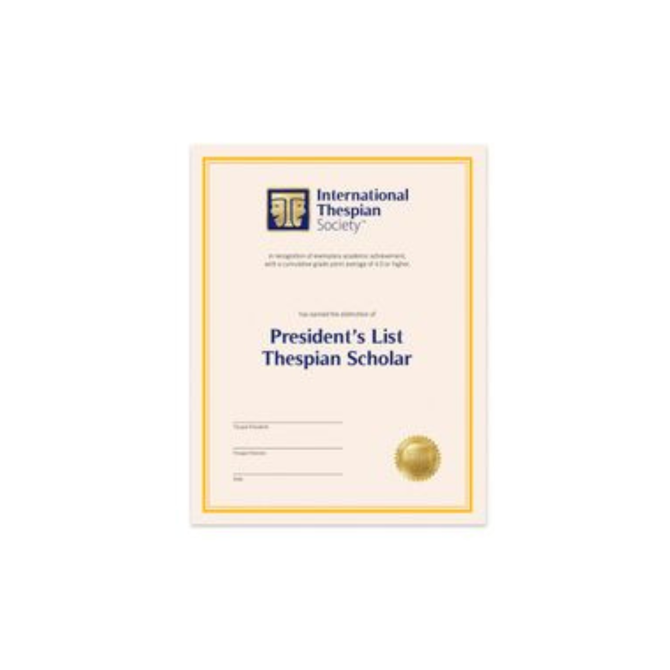 Thes President List Scholar Certificate PK5