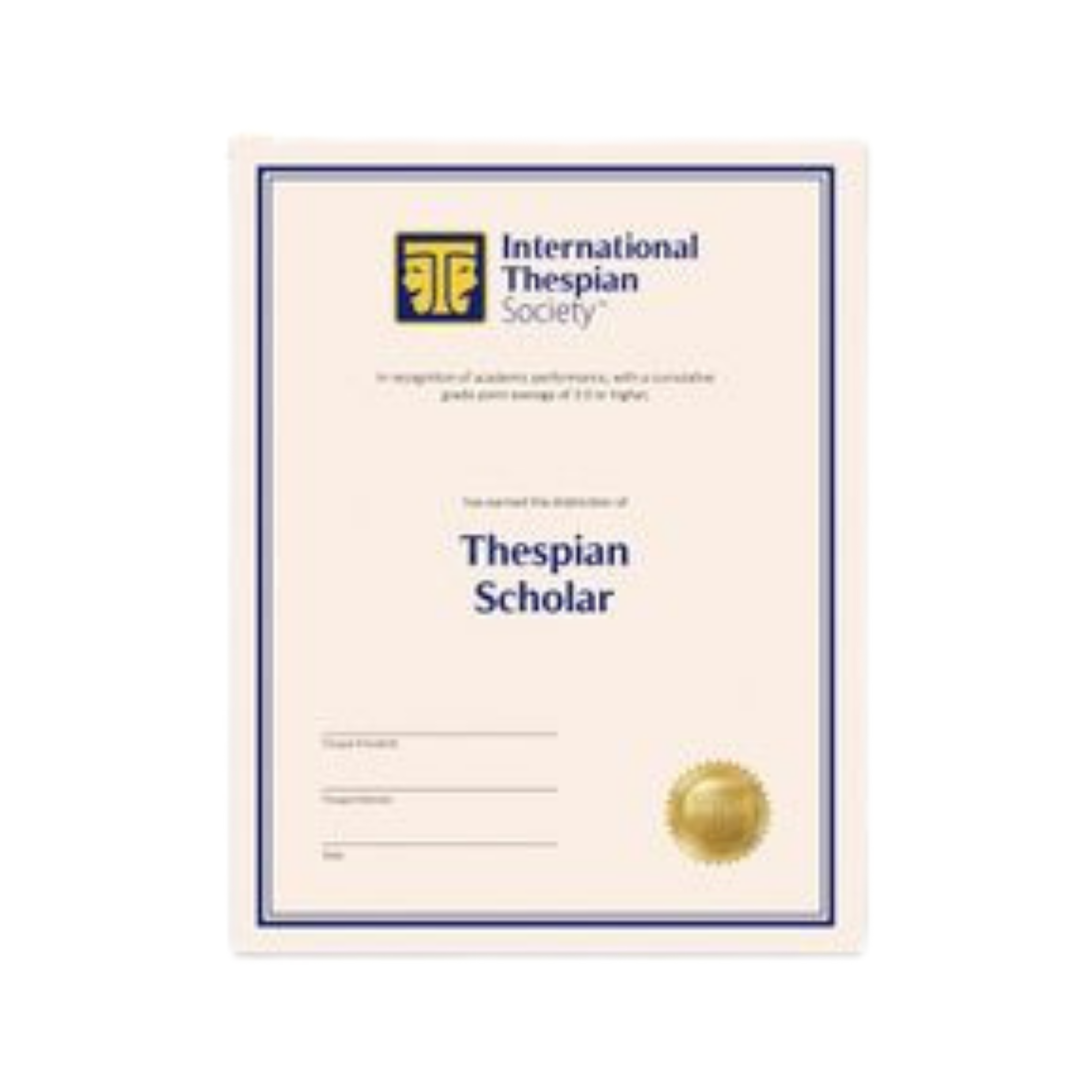 Thespian Scholar Cert PK5